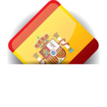 Glossy icon with Flag of Spain in white pocket